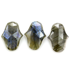 GREY LABRADORITE ROSE CUT FANCY SHAPE CAB 22X16MM 7.73 Cts.