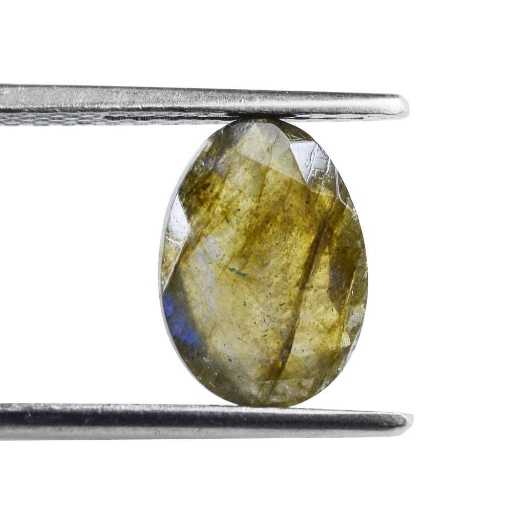 GREY LABRADORITE ONE SIDE ROSE CUT & ONE SIDE TABLE CUT OVAL 11X9MM 2.33 Cts.