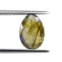 GREY LABRADORITE ONE SIDE ROSE CUT & ONE SIDE TABLE CUT OVAL 11X9MM 2.33 Cts.