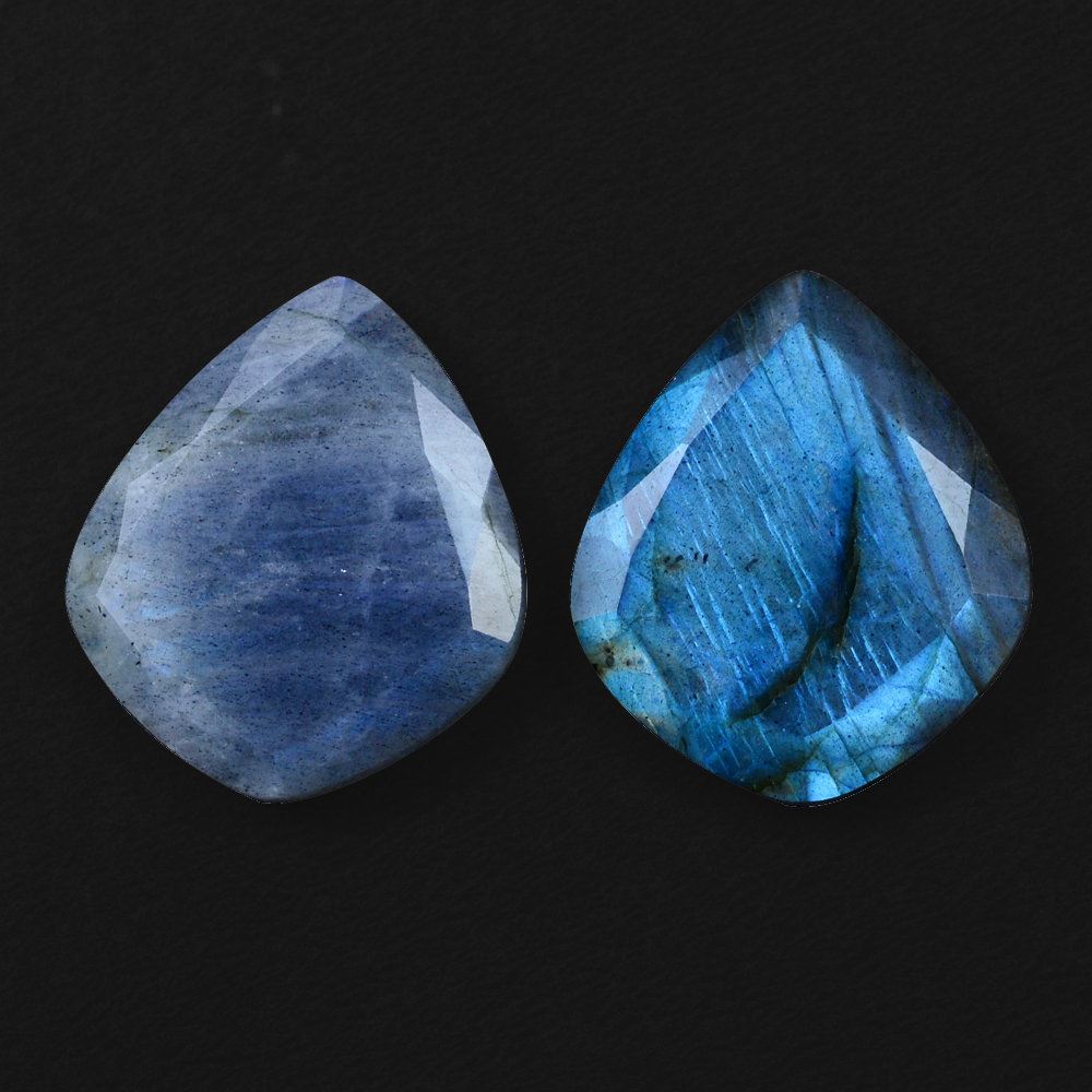 LABRADORITE BOTH SIDE TABLE CUT KITE 26.70X22.40MM 18.12 Cts.