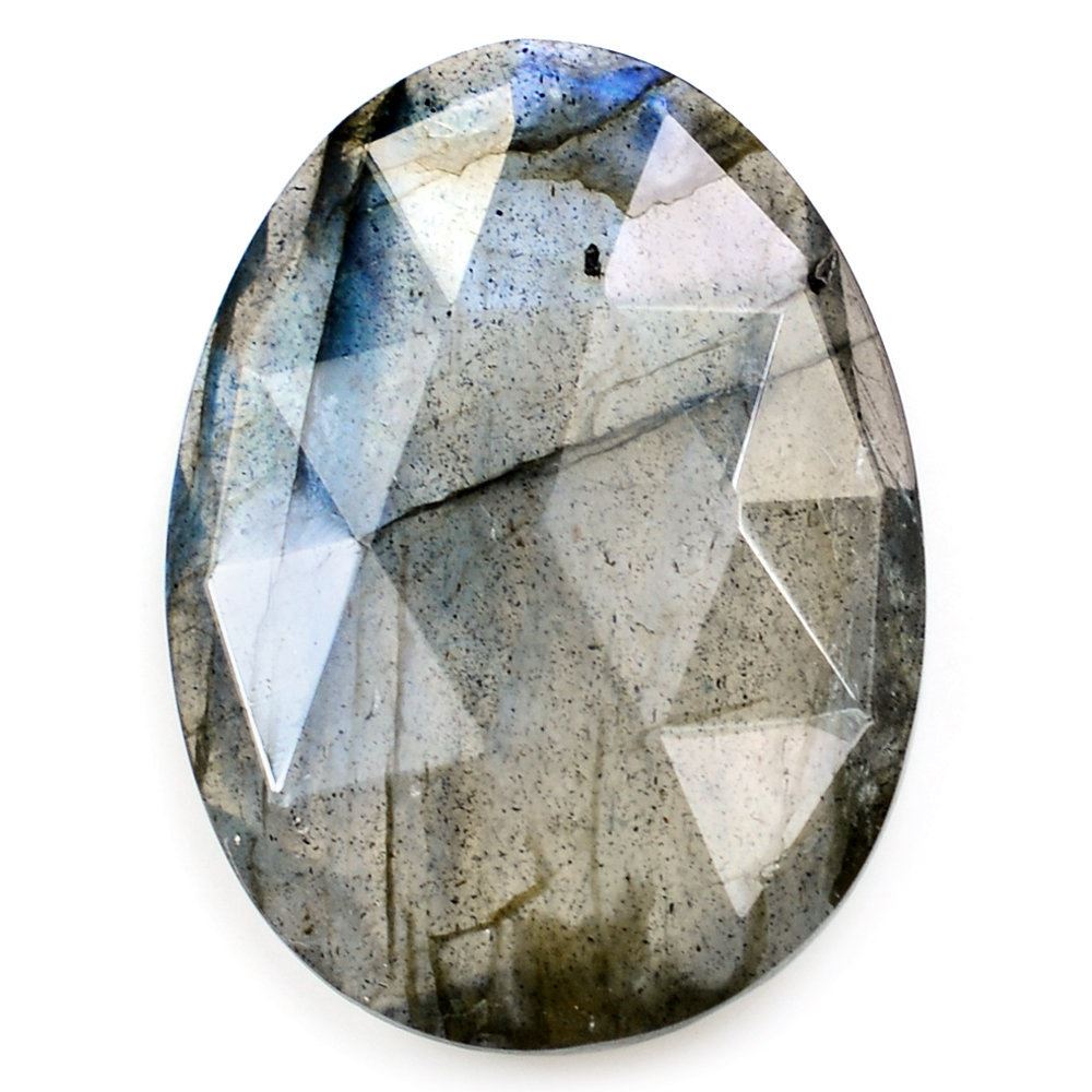 GREY LABRADORITE ONE SIDE TABLE CUT & ONE SIDE ROSE CUT IRREGULAR OVAL 21X15MM 9.19 Cts.