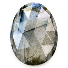 GREY LABRADORITE ONE SIDE TABLE CUT & ONE SIDE ROSE CUT IRREGULAR OVAL 21X15MM 9.19 Cts.
