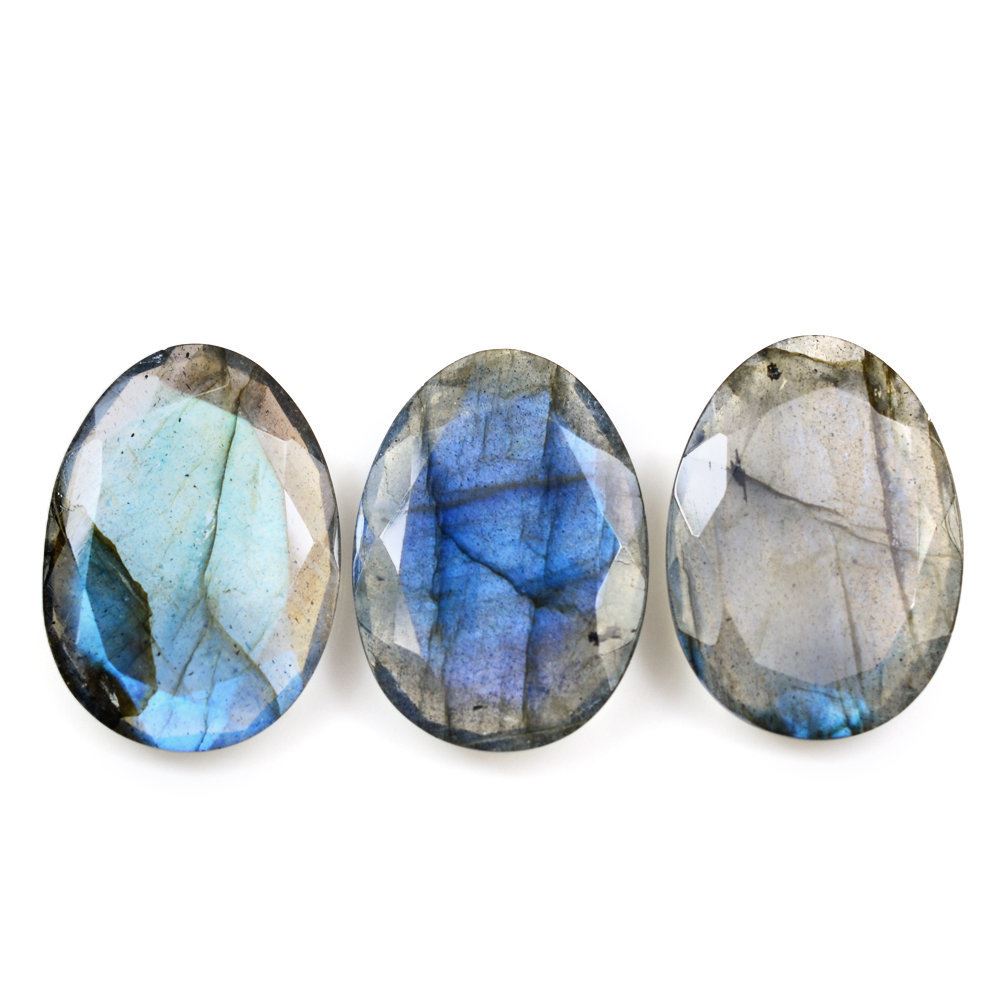 GREY LABRADORITE ONE SIDE TABLE CUT & ONE SIDE ROSE CUT IRREGULAR OVAL 21X15MM 9.19 Cts.