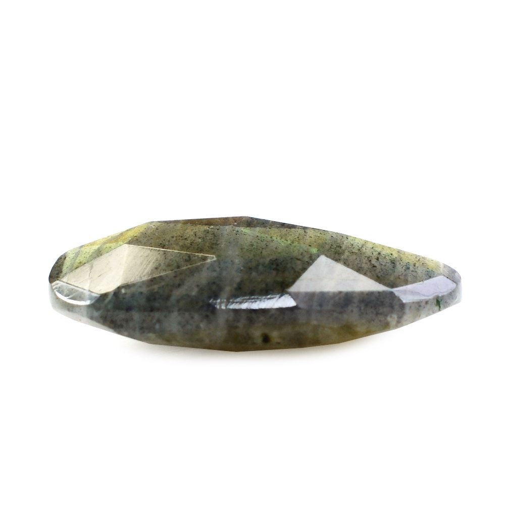 GREY LABRADORITE ROSE CUT BRIOLETTE PEARISH (ORANGE SHINE) 14X10MM 3.58 Cts.