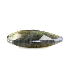 GREY LABRADORITE ROSE CUT BRIOLETTE PEARISH (ORANGE SHINE) 14X10MM 3.58 Cts.