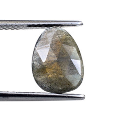GREY LABRADORITE ROSE CUT BRIOLETTE PEARISH (ORANGE SHINE) 14X10MM 3.58 Cts.
