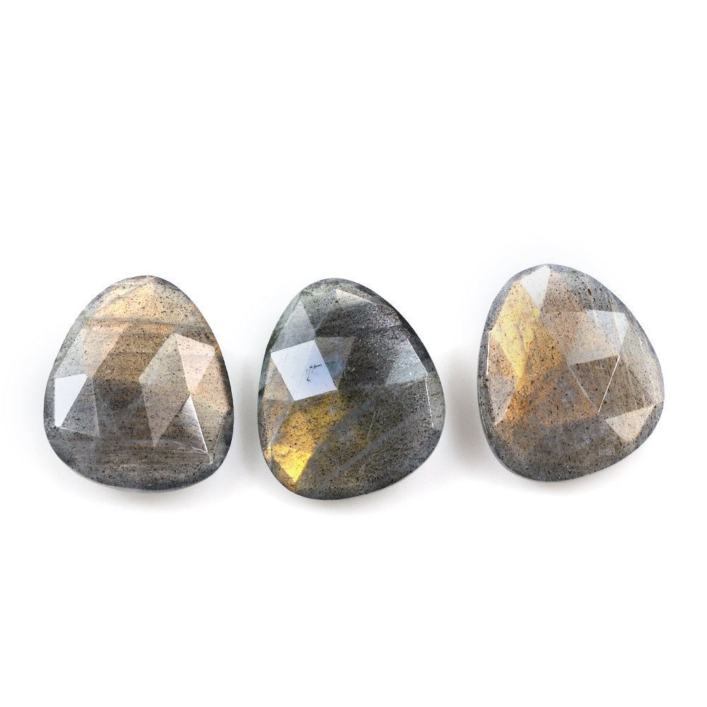 GREY LABRADORITE ROSE CUT TRILLIONISH (ORANGE SHINE) 13X11MM 3.56 Cts.