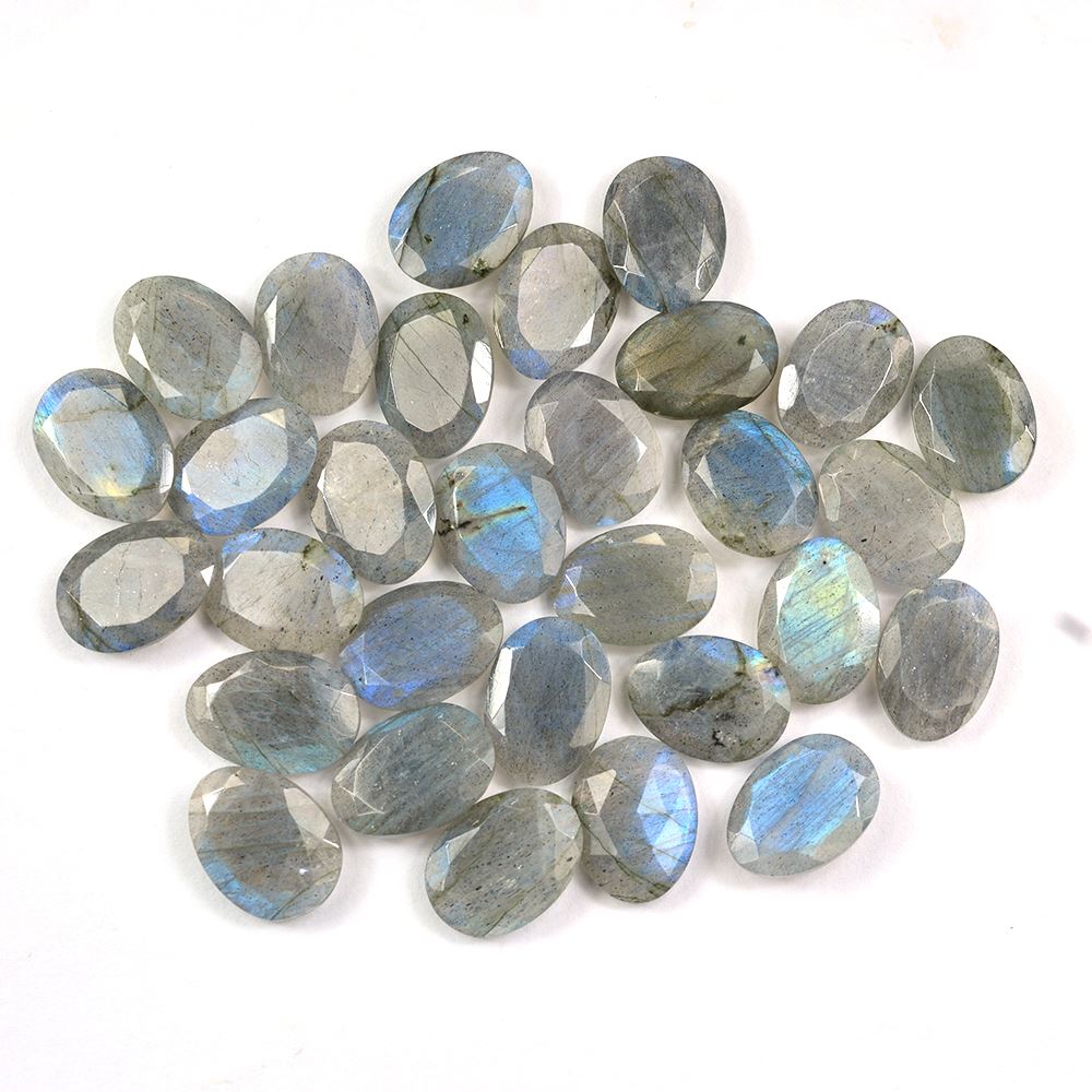GREY LABRADORITE TABLE CUT ON TOP ROSE CUT BACK IRREGULAR OVAL (BLUE GREEN SHINE) 14.30X10.50 MM 4.24 CTS