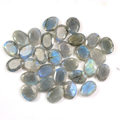 GREY LABRADORITE TABLE CUT ON TOP ROSE CUT BACK IRREGULAR OVAL (BLUE GREEN SHINE) 14.30X10.50 MM 4.24 CTS