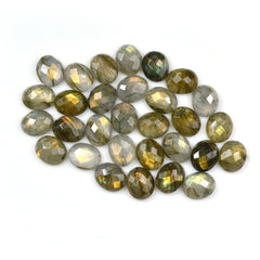 GREY LABRADORITE CHECKER CUT OVAL CAB (COPPER SHINE) 11X9 MM 2.93 CTS