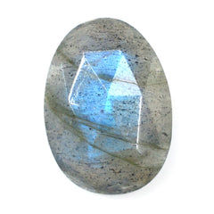 GREY LABRADORITE TABLE CUT ON TOP ROSE CUT BACK IRREGULAR OVAL (BLUE GREEN SHINE) 21X15 MM 9.26 CTS