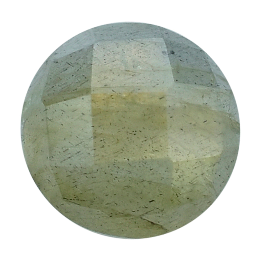 GREY LABRADORITE CHECKER CUT ROUND CAB (COPPER SHINE) 6MM 0.84 Cts.