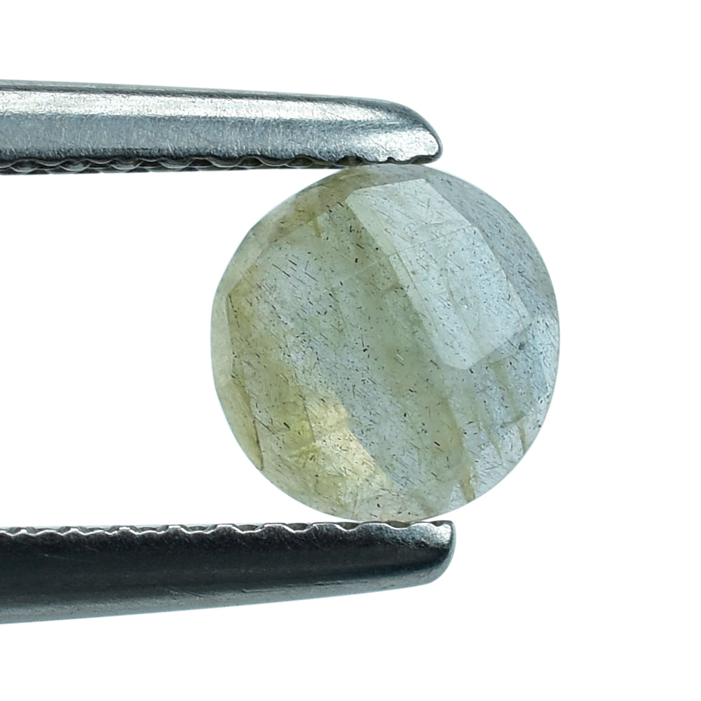 GREY LABRADORITE CHECKER CUT ROUND CAB (COPPER SHINE) 6MM 0.84 Cts.