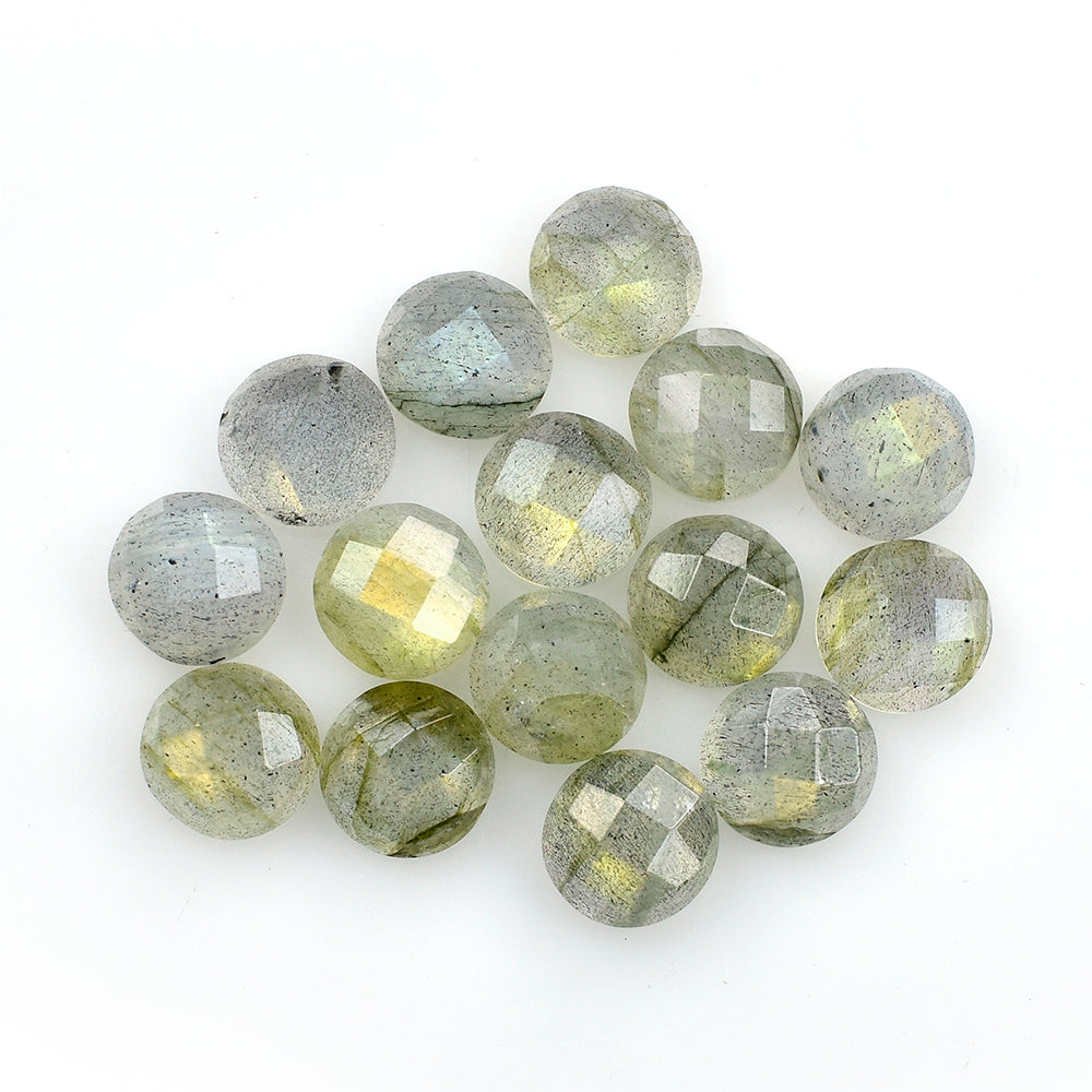 GREY LABRADORITE CHECKER CUT ROUND CAB (COPPER SHINE) 6MM 0.84 Cts.