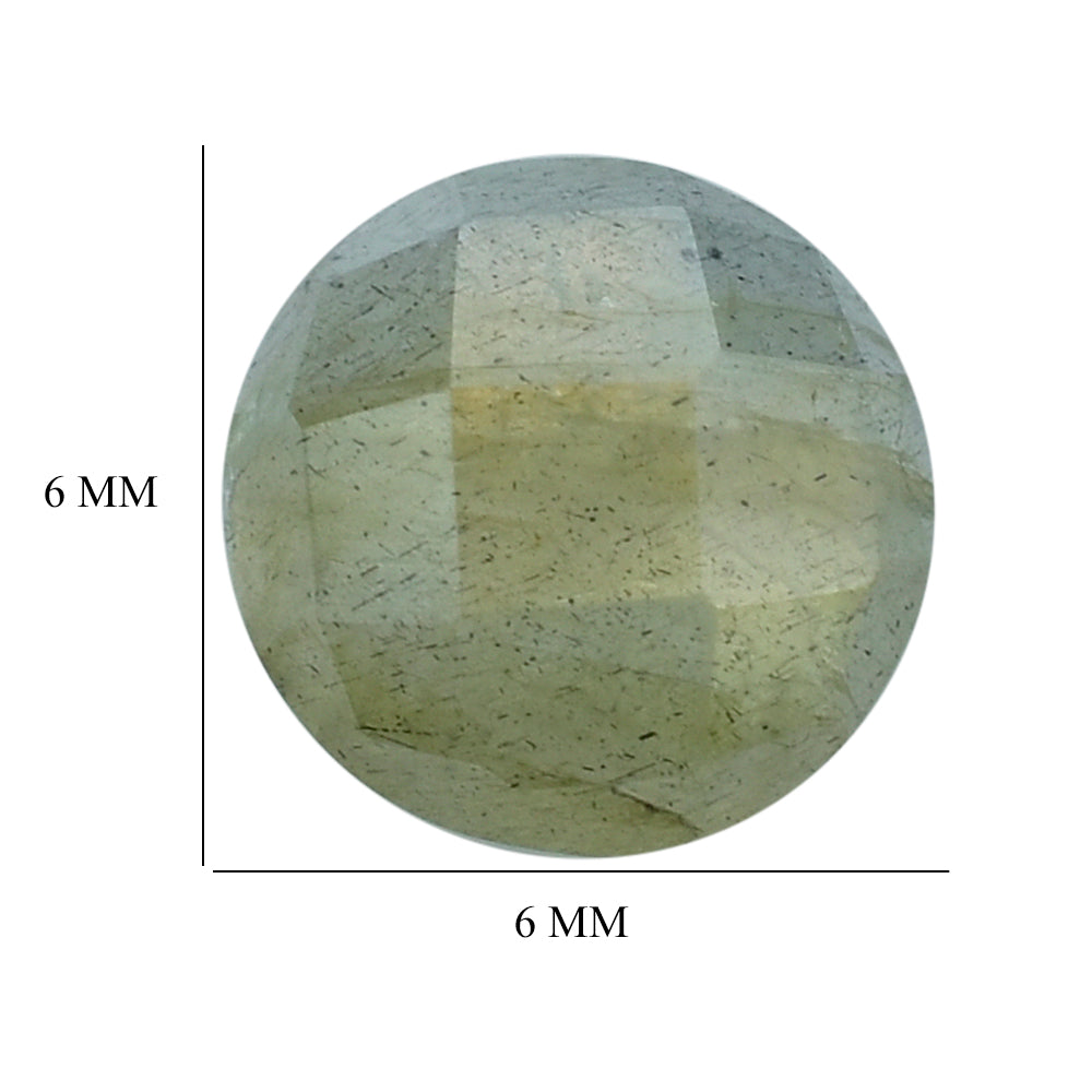 GREY LABRADORITE CHECKER CUT ROUND CAB (COPPER SHINE) 6MM 0.84 Cts.