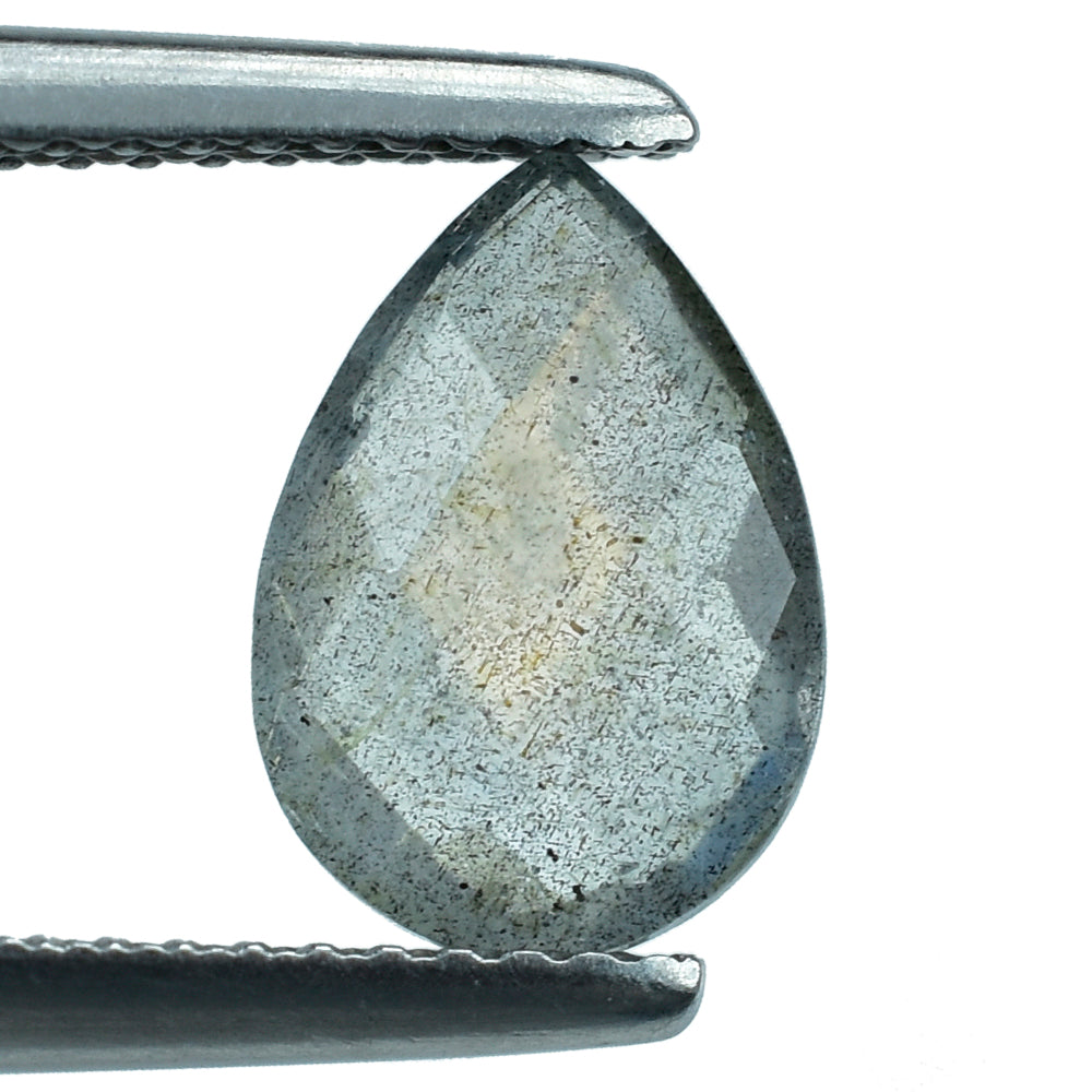 GREY LABRADORITE CHECKER BRIOLETTE PEAR (COPPER SHINE) 10X7MM 1.59 Cts.