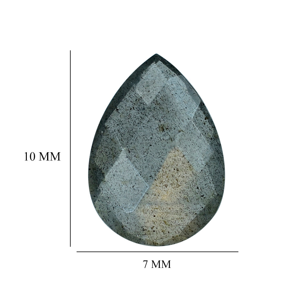 GREY LABRADORITE CHECKER BRIOLETTE PEAR (COPPER SHINE) 10X7MM 1.59 Cts.