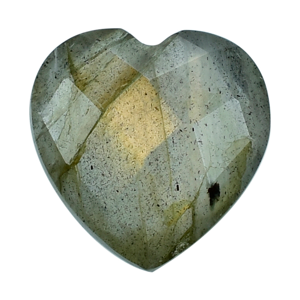 GREY LABRADORITE CHECKER CUT BRIOLETTE HEART (COPPER SHINE) 10MM 2.88 Cts.