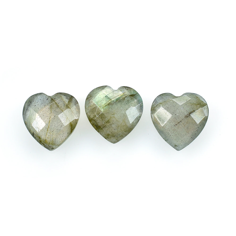 GREY LABRADORITE CHECKER CUT BRIOLETTE HEART (COPPER SHINE) 10MM 2.88 Cts.