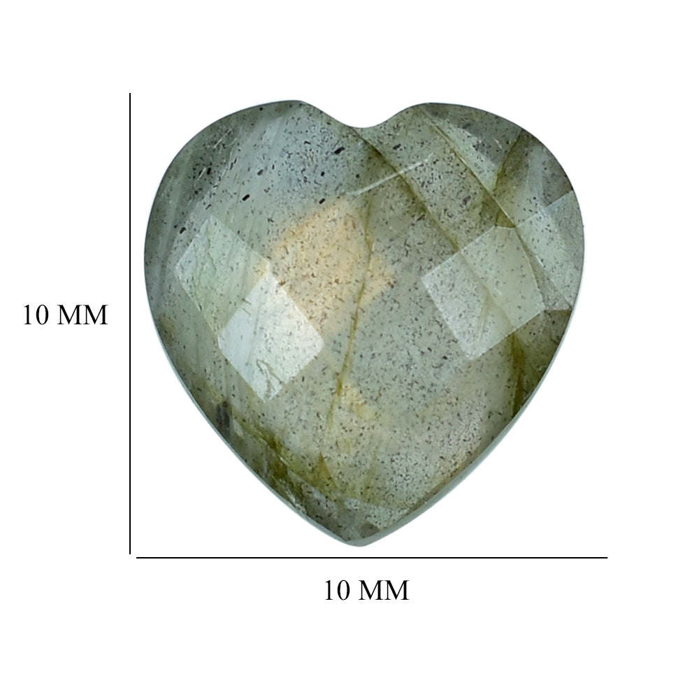 GREY LABRADORITE CHECKER CUT BRIOLETTE HEART (COPPER SHINE) 10MM 2.88 Cts.