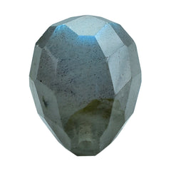 GREY LABRADORITE CHECKER CUT DROP (HALF DRILL -1MM) BLUE GREEN SHINE 14X10MM 9.63 Cts.