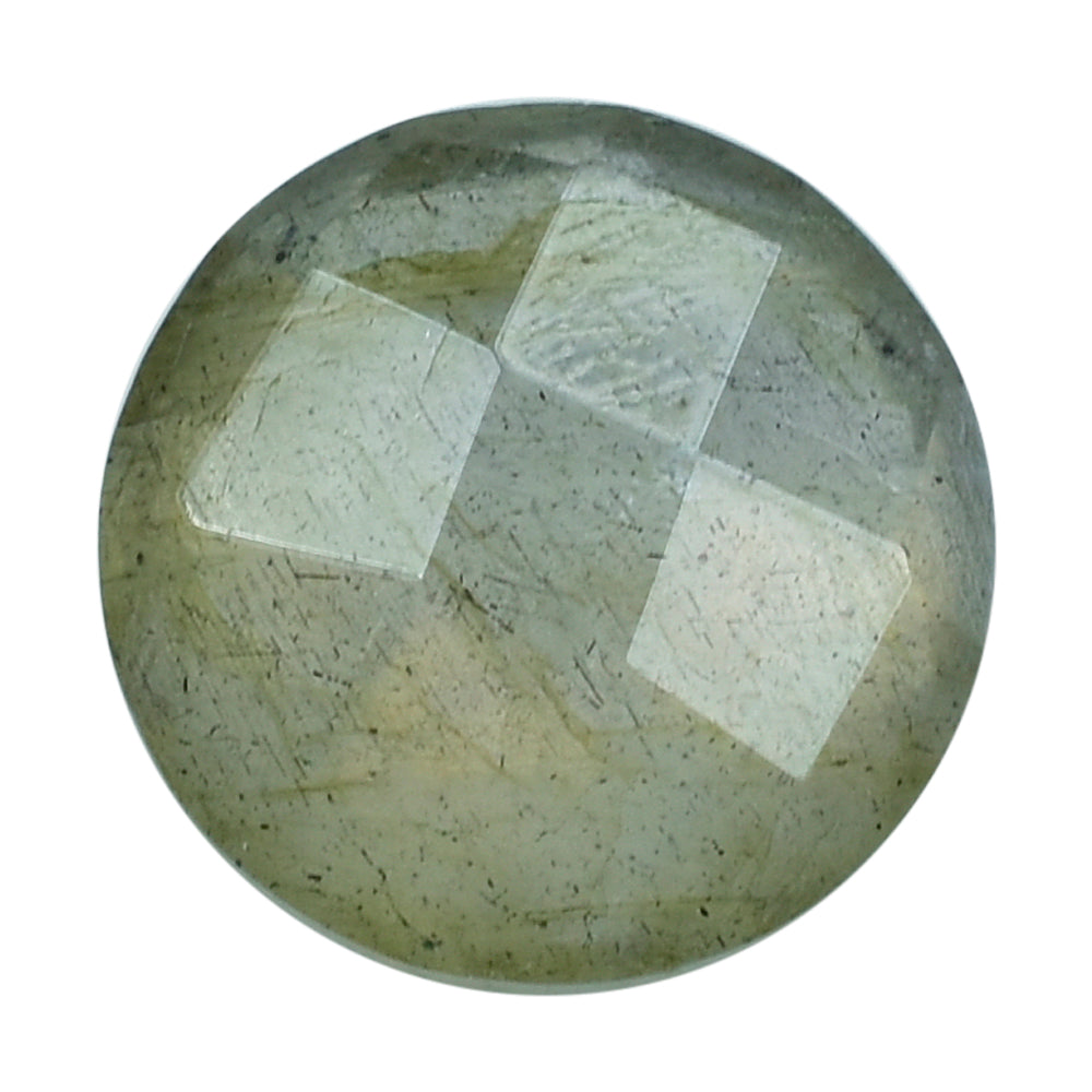 GREY LABRADORITE CHECKER CUT BRIOLETTE ROUND (COPPER SHINE) 8MM 1.73 Cts.