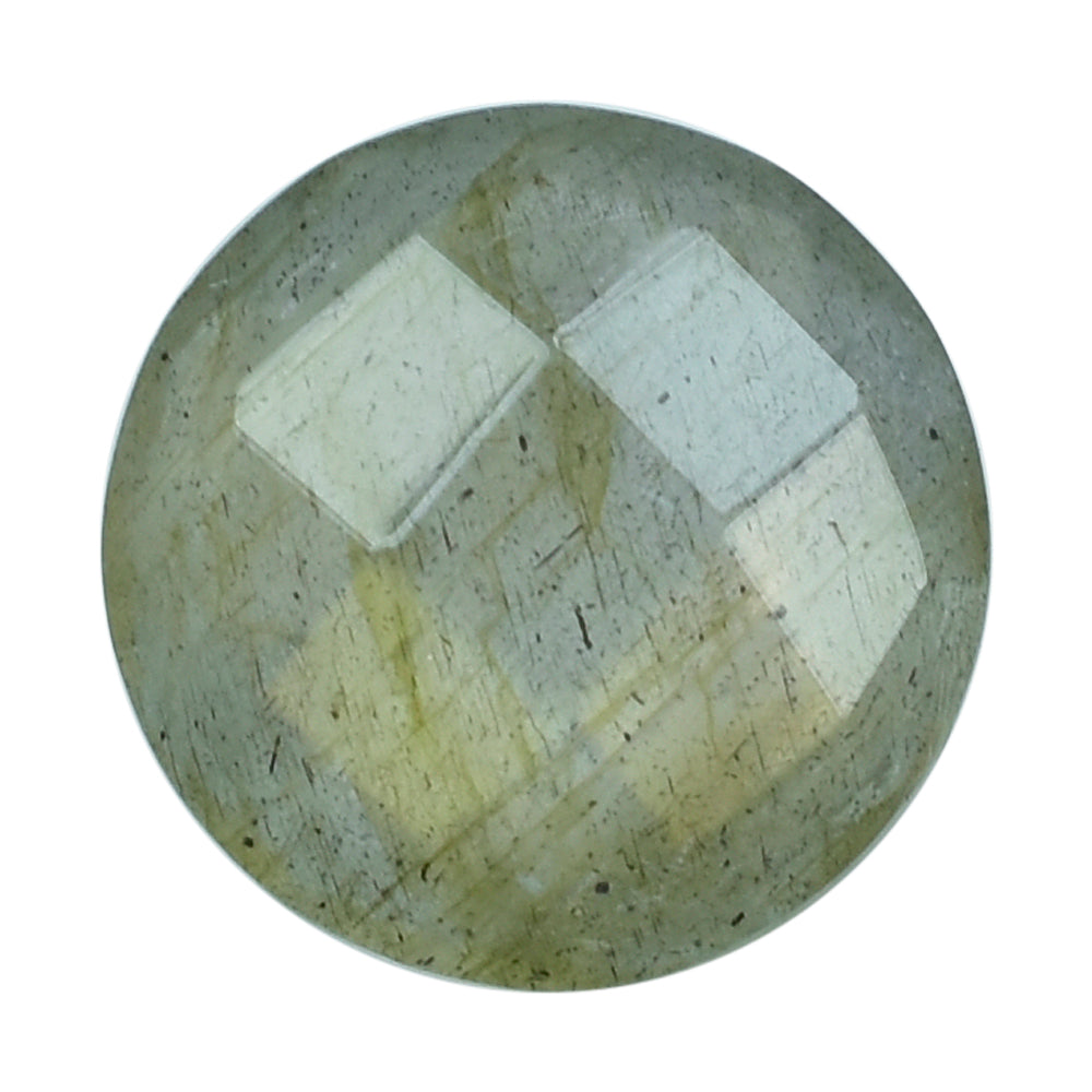 GREY LABRADORITE CHECKER CUT BRIOLETTE ROUND (COPPER SHINE) 8MM 1.73 Cts.