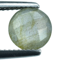 GREY LABRADORITE CHECKER CUT BRIOLETTE ROUND (COPPER SHINE) 8MM 1.73 Cts.