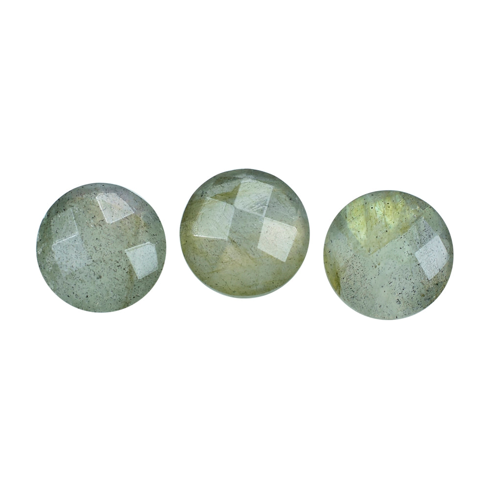 GREY LABRADORITE CHECKER CUT BRIOLETTE ROUND (COPPER SHINE) 8MM 1.73 Cts.