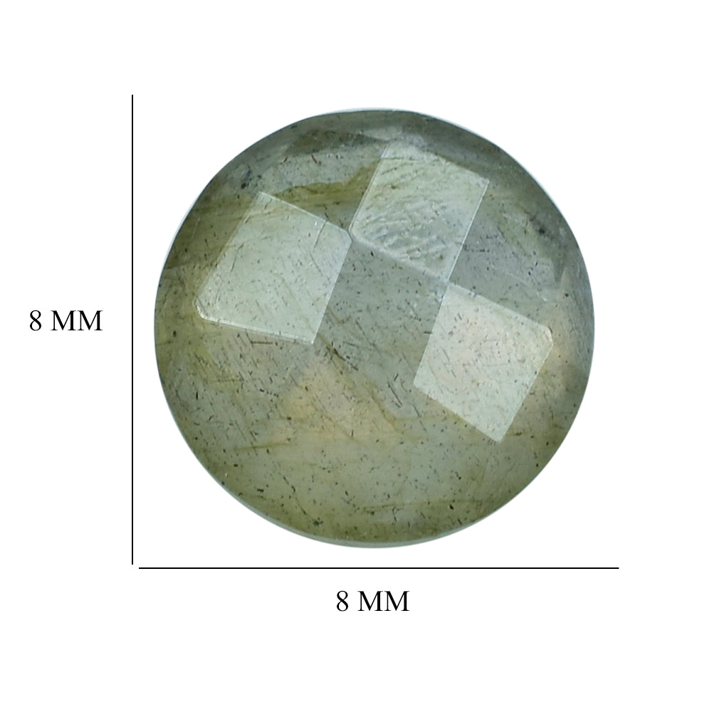 GREY LABRADORITE CHECKER CUT BRIOLETTE ROUND (COPPER SHINE) 8MM 1.73 Cts.