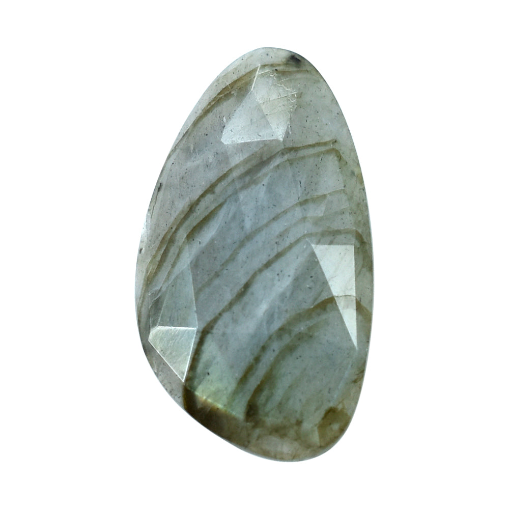 GREY LABRADORITE ROSE CUT IRREGULAR PEARISH 25X14MM 10.10 Cts.