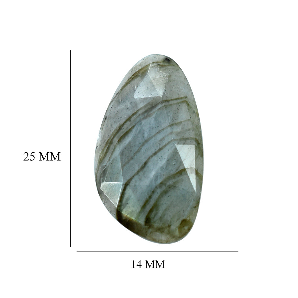GREY LABRADORITE ROSE CUT IRREGULAR PEARISH 25X14MM 10.10 Cts.