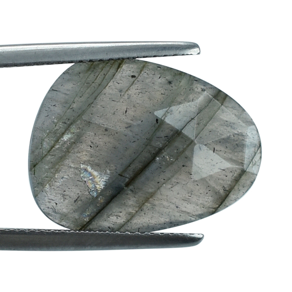 GREY LABRADORITE ROSE CUT BRIOLETTE PEARISH 20X15MM 8.21 Cts.