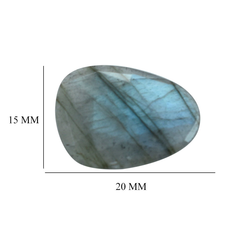 GREY LABRADORITE ROSE CUT BRIOLETTE PEARISH 20X15MM 8.21 Cts.