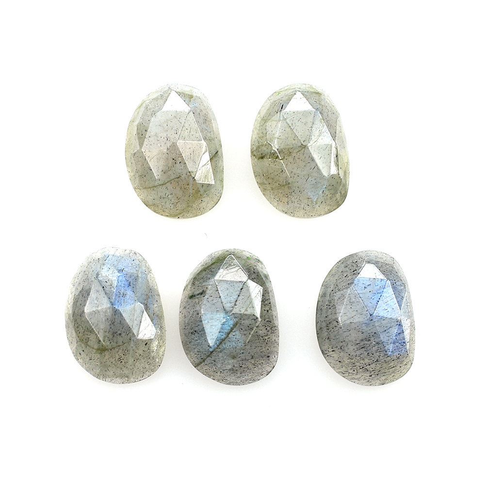 GREY LABRADORITE ROSE CUT FANCY CAB 10X7.50MM 2.07 Cts.