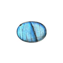 LABRADORITE PLAIN OVAL CAB (BLUE BLACK SPOT & CRACKS) 14.00X10.00 MM 7.26 CTS