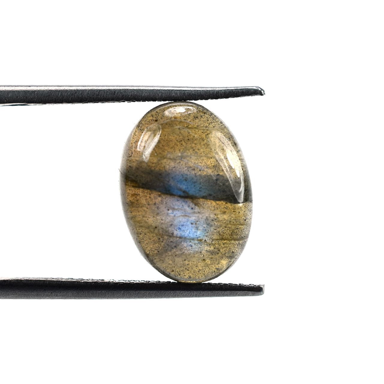 LABRADORITE PLAIN OVAL CAB (BLUE BLACK SPOT & CRACKS) 14.00X10.00 MM 7.26 CTS
