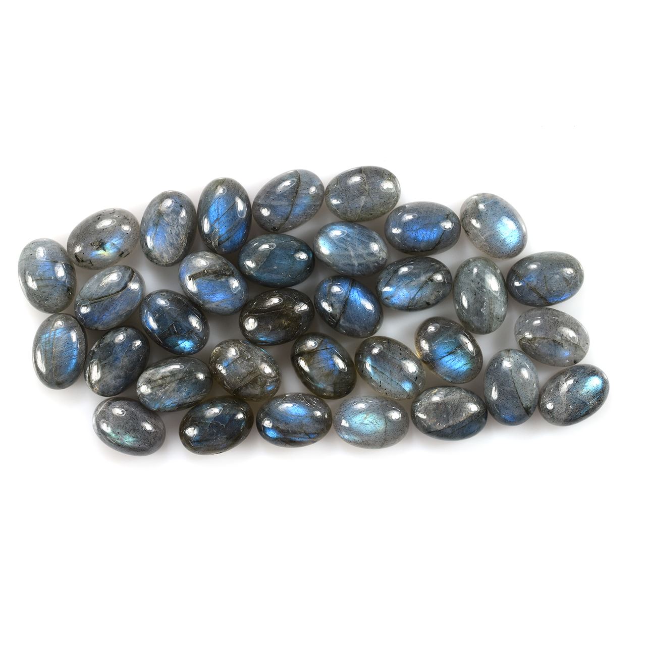 LABRADORITE PLAIN OVAL CAB (BLUE BLACK SPOT & CRACKS) 14.00X10.00 MM 7.26 CTS