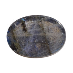 BLUE GREEN LABRADORITE (OPAQUE/MANY BLACK SPOT & CRACK) PLAIN OVAL CAB 14X10 MM 7.20 Cts.