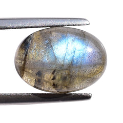 BLUE GREEN LABRADORITE (OPAQUE/MANY BLACK SPOT & CRACK) PLAIN OVAL CAB 14X10 MM 7.20 Cts.