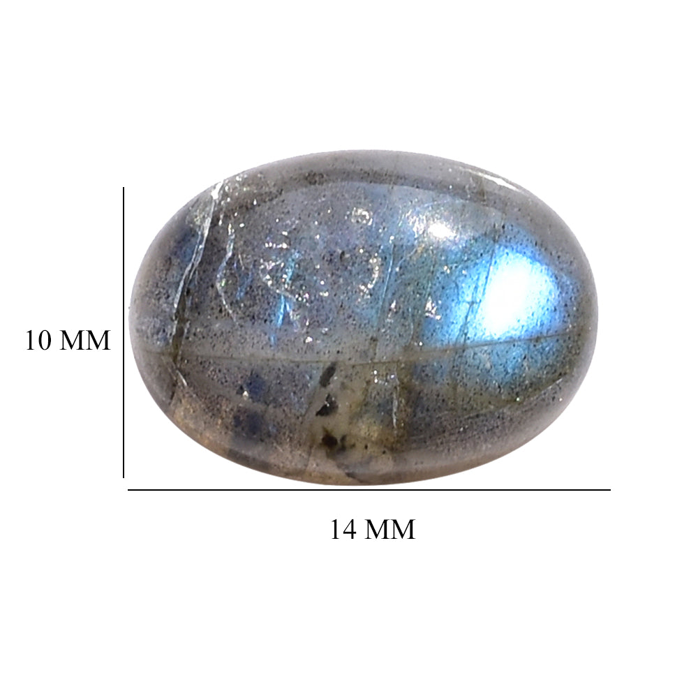 BLUE GREEN LABRADORITE (OPAQUE/MANY BLACK SPOT & CRACK) PLAIN OVAL CAB 14X10 MM 7.20 Cts.