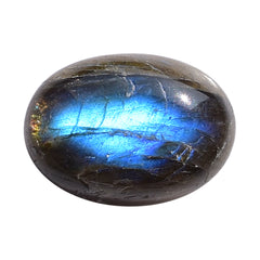 BLUE GREEN LABRADORITE (OPAQUE/MANY BLACK SPOT & CRACK) PLAIN OVAL CAB 18X13 MM 13.17 Cts.