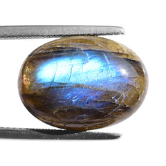 BLUE GREEN LABRADORITE (OPAQUE/MANY BLACK SPOT & CRACK) PLAIN OVAL CAB 18X13 MM 13.17 Cts.