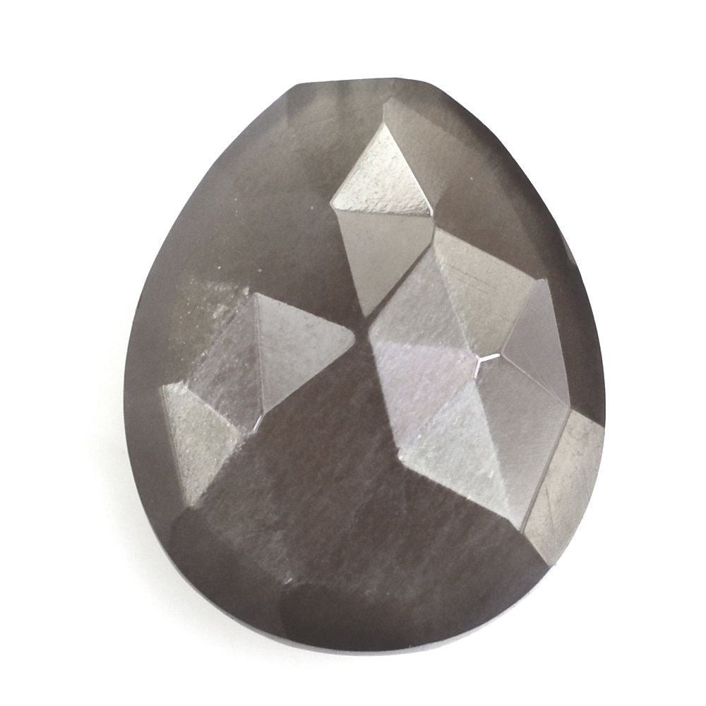 GREY MOONSTONE ROSE CUT BRIOLETTE PEAR (HALF DRILL 0.75MM) 12X10MM 3.90 Cts.