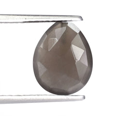 GREY MOONSTONE ROSE CUT BRIOLETTE PEAR (HALF DRILL 0.75MM) 12X10MM 3.90 Cts.