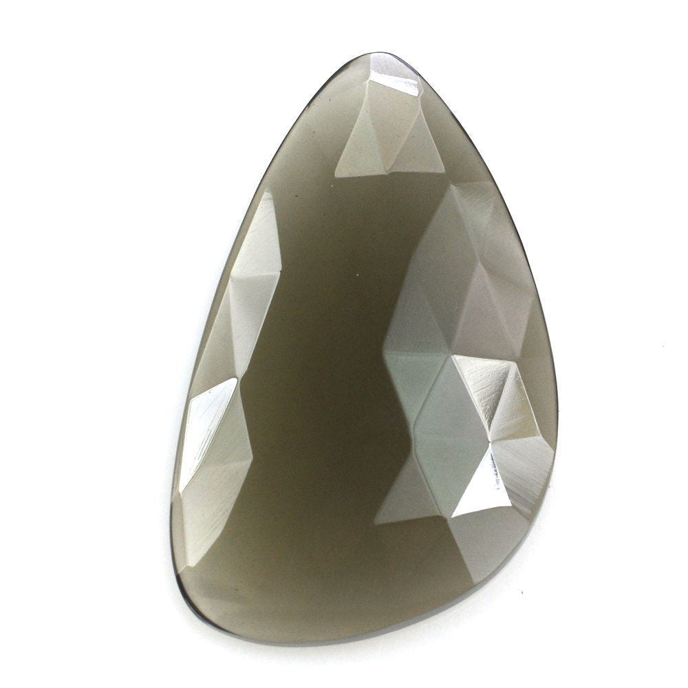 GREY MOONSTONE ROSE CUT IRREGULAR PEARISH CAB 33X21MM (MEDIUM/CLEAN) 18.68 Cts.