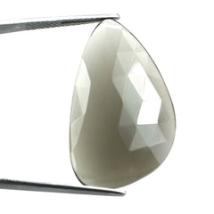 GREY MOONSTONE ROSE CUT IRREGULAR PEARISH CAB 33X21MM (MEDIUM/CLEAN) 18.68 Cts.