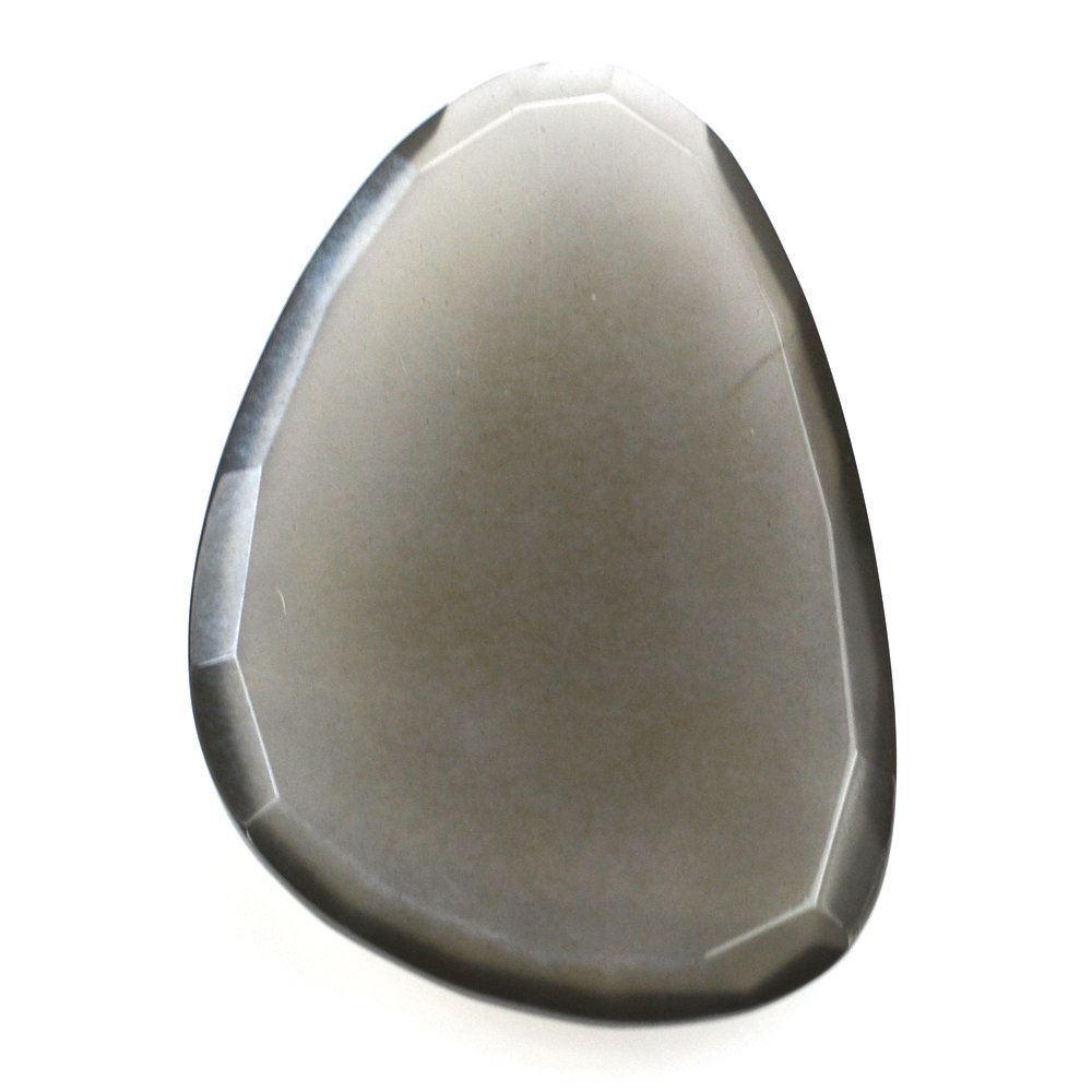 GREY MOONSTONE ROSE CUT IRREGULAR PEARISH CAB 29X20MM 18.95 Cts.
