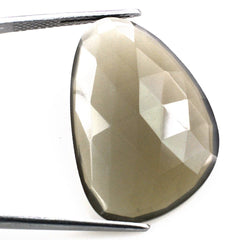 GREY MOONSTONE ROSE CUT IRREGULAR PEARISH CAB 29X20MM 18.95 Cts.