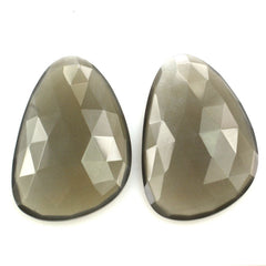 GREY MOONSTONE ROSE CUT IRREGULAR PEARISH CAB 29X20MM 18.95 Cts.